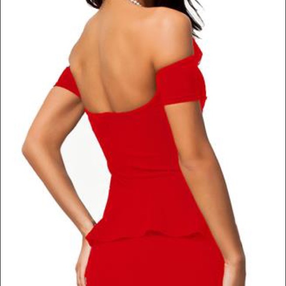 Sexy Off The Shoulder Peplum Maxi Evening Dress - Picture 5 of 8